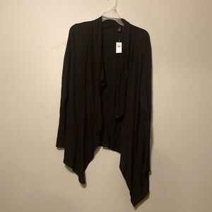 Women’s Black Draped Open-Front Sweater Cardigan